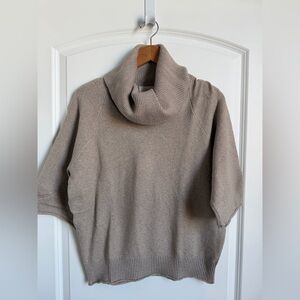 LOFT Beige Elbow Sleeve Cowl Neck Sweater